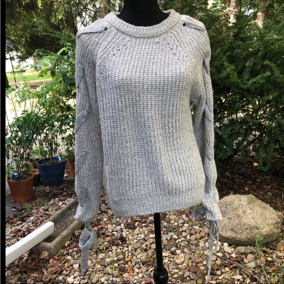 Knit Love Tree Sweater with Woven Sleeves - Picture 2 of 16